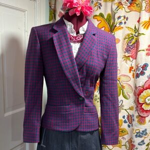 Pendleton Pink and Blue Houndstooth Blazer